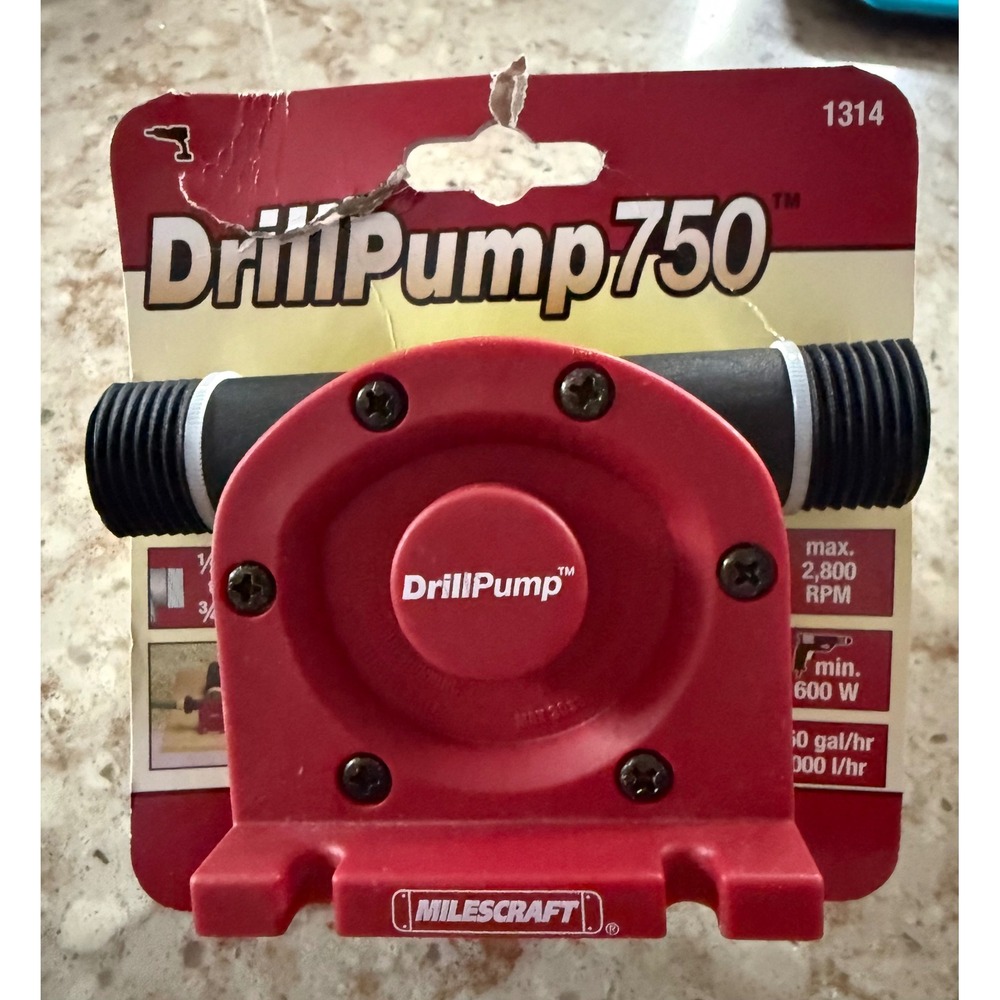 Milescraft 1314 DrillPump750 Water Transfer Drill Pump 750 GPH Red Black New